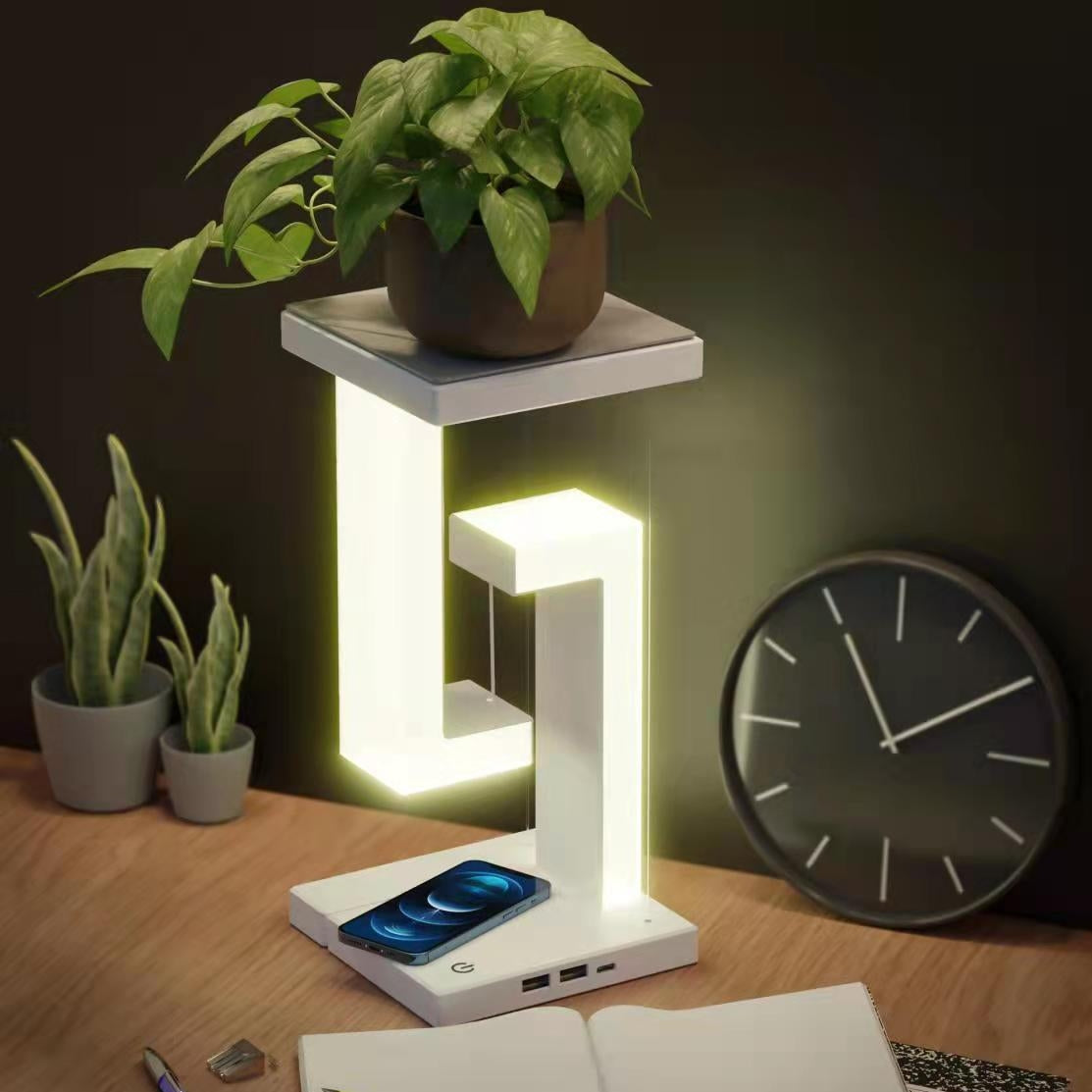 Lampe de Table Suspension Magnétique avec Chargeur Sans Fil - Design Flottant