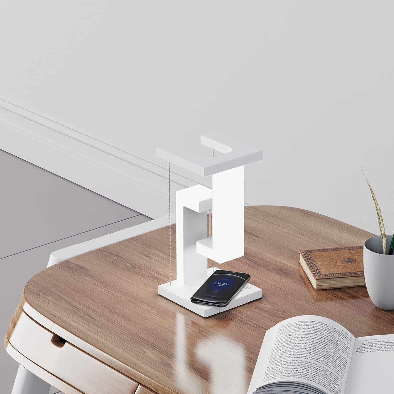 Lampe de Table Suspension Magnétique avec Chargeur Sans Fil - Design Flottant