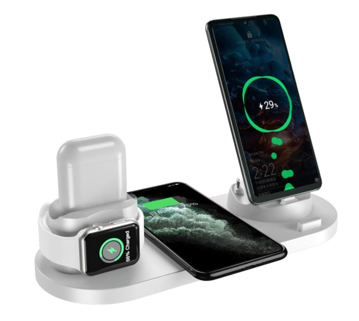 Station de Charge Sans Fil 6-en-1 - Chargeur Rapide iPhone, Téléphone & Montre