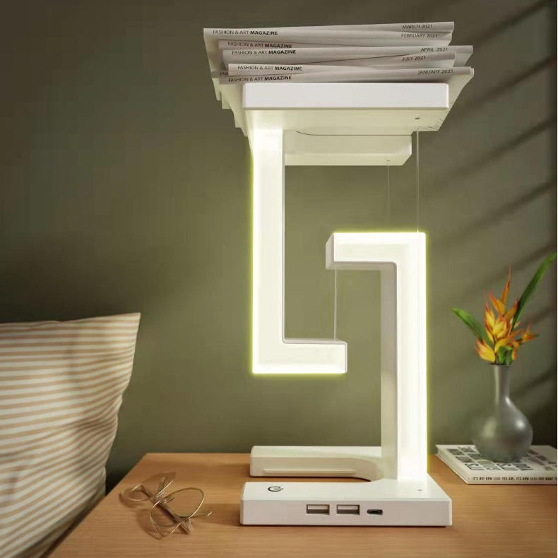 Lampe de Table Suspension Magnétique avec Chargeur Sans Fil - Design Flottant
