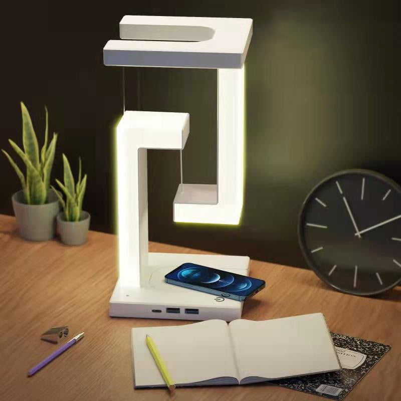 Lampe de Table Suspension Magnétique avec Chargeur Sans Fil - Design Flottant